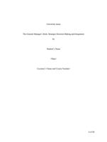The General Managers Role: Strategic Decision Making and Integration