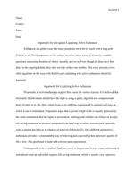 Arguments for and against Legalizing Active Euthanasia