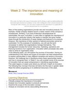 week 2:the importance and meaning of innovation
