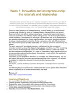 week 1:innovation and entrepreneurship: the rati