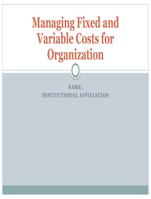 ECO/561 Week 3 Managing Fixed and Variable Costs