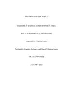 BUS 5110  Managerial Accounting - Discussion Forum Unit 8