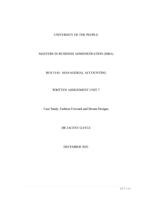 BUS 5110  Managerial Accounting - Written Assignment Unit 7