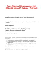 Brock Biology of Microorganisms 15th Edition By Michael T. Madigan  Test Bank