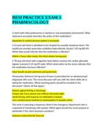 HESI PRACTICE EXAM 3 PHARMACOLOGY A client with mild parkinsonism