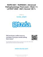 NURS 6501 Advanced Pathophysiology Final exam Week 11 100% correct answers