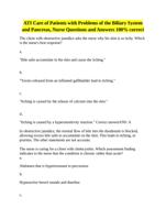 ATI Care of Patients with Problems of the Biliary Systemand Pancreas, Nurse Questions and Answers 100% correct