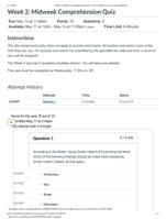 NR 509 Week 2  Midweek Comprehension Quiz Advanced Physical Assessment