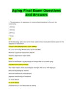 Aging Final Exam Questions and Answers