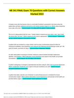 NR 341 FINAL Exam 70 Questions with Correct Answers Marked 2025