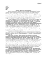 Strategies Management and New Markets