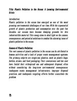 Plastic Pollution in the Ocean: A Looming Environmental Crisis