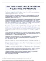 UNIT 1 PROGRESS CHECK: MCQ PARTA QUESTIONS AND ANSWERS