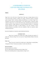A GEOGRAPHICAL STUDY ON COTTAGE INDUSTRYS IN BAGO CITY, MYANMAR