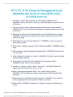 WGU C214 OA Financial Management Exam Questions And Answers