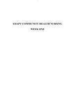 EDAPT COMMUNITY HEALTH NURSING WEEK ONE