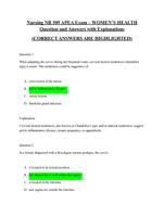 Nursing NR 509 APEA Exam  WOMENS HEALTH Question and Answers with Explanations (CORRECT ANSWERS ARE HIGHLIGHTED)