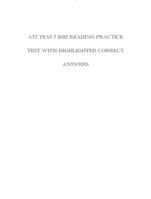 ATI TEAS 7 2023 READING PRACTICE TEST WITH HIGHLIGHTED CORRECT ANSWERS