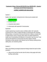 Chamberlain College of Nursing NR 509 APEA Exam NEUROLOGY  Question and Answers with DETAILED Explanations.