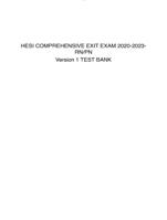 HESI COMPREHENSIVE EXIT EXAM 2020-2023- RN/PN Version 1 TEST BANK