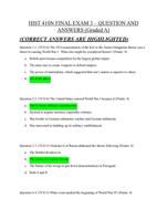 HIST 410N FINAL EXAM 3  QUESTION AND ANSWERS (Graded A) (CORRECT ANSWERS ARE HIGHLIGHTED)