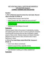 HIST 410N FINAL EXAM 4 QUESTION AND ANSWERS & EXPLANATIONS (Graded A) (CORRECT ANSWERS ARE HIGHLIGHTED)