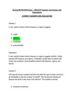 Nursing NR 509 APEA Exam  UROLOGY Question and Answers with Explanations