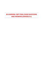 JB LEARNING EMT FINAL EXAM QUESTIONS AND ANSWERS - Graded A