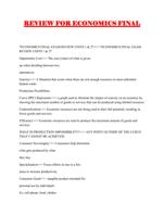 REVIEW FOR ECONOMICS FINAL VERIFIED QUESTIONS AND ANSWERS