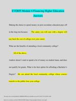 EVERFI Module 6 Financing Higher Education Answers