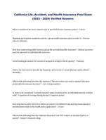 California Life, Accident, and Health Insurance Final Exam (2023  2024) Verified Answers