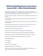 360 Food Handling Course Texas Exam (Latest 2023  2024) Verified Solution