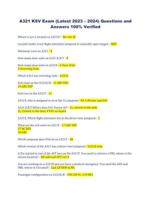 A321 KSV Exam (Latest 2023  2024) Questions and Answers 100% Verified