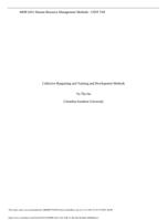 MHR 6451  Unit VIII project Collective Bargaining and Training and Development Methods