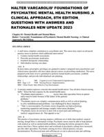 HALTER VARCAROLIS FOUNDATIONS OF PSYCHIATRIC MENTAL HEALTH NURSING_A CLINICAL APPROACH, 8TH EDITION_ QUESTIONS WITH ANSWERS