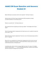 AAAE CM Exam Question and Answers Graded A+