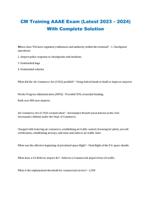 CM Training AAAE Exam (Latest 2023  2024) With Complete Solution