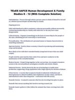 TExES AAFCS Human Development & Family Studies 8  12 (With Complete Solution)
