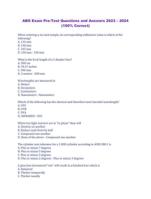 ABO Exam Pre-Test Questions and Answers 2023  2024 (100% Correct)