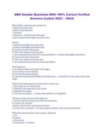 ABO Sample Questions With 100% Correct Verified Answers (Latest 2023  2024)