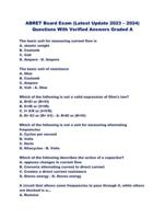 ABRET Board Exam (Latest Update 2023  2024) Questions With Verified Answers Graded A
