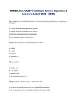 ROMEO And JULIET Final Exam Review Questions & Answers (Latest 2023  2024)