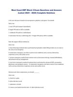 West Coast EMT Block 2 Exam Questions and Answers (Latest 2023  2024) Complete Solutions