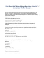 West Coast EMT Block 3 Exam Questions With 100% Correct and Verified Answers