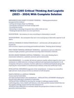 WGU C265 Critical Thinking And Logistic (2023  2024) With Complete Solution