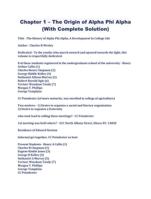 Chapter 1  The Origin of Alpha Phi Alpha (With Complete Solution)
