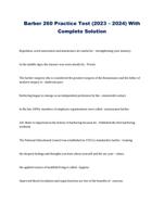 Barber 260 Practice Test (2023  2024) With Complete Solution