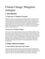 Climate Change: Mitigation strategies