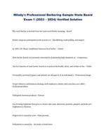 Milady's Professional Barbering Sample State Board Exam 1 (2023  2024) Verified Solution