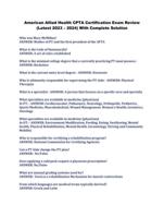 American Allied Health CPTA Certification Exam Review (Latest 2023  2024) With Complete Solution